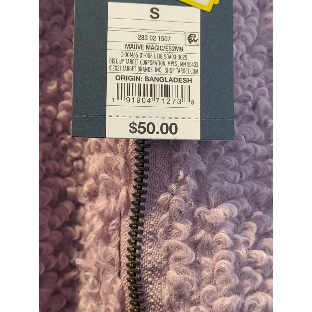 Collared Sherpa Bomber Jacket Universal Thread Mauve‎ S Pink Zip Up Side Pockets - Picture 6 of 9